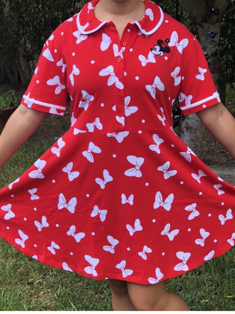 Disneys Red Minnie Mouse Bow Print Dress